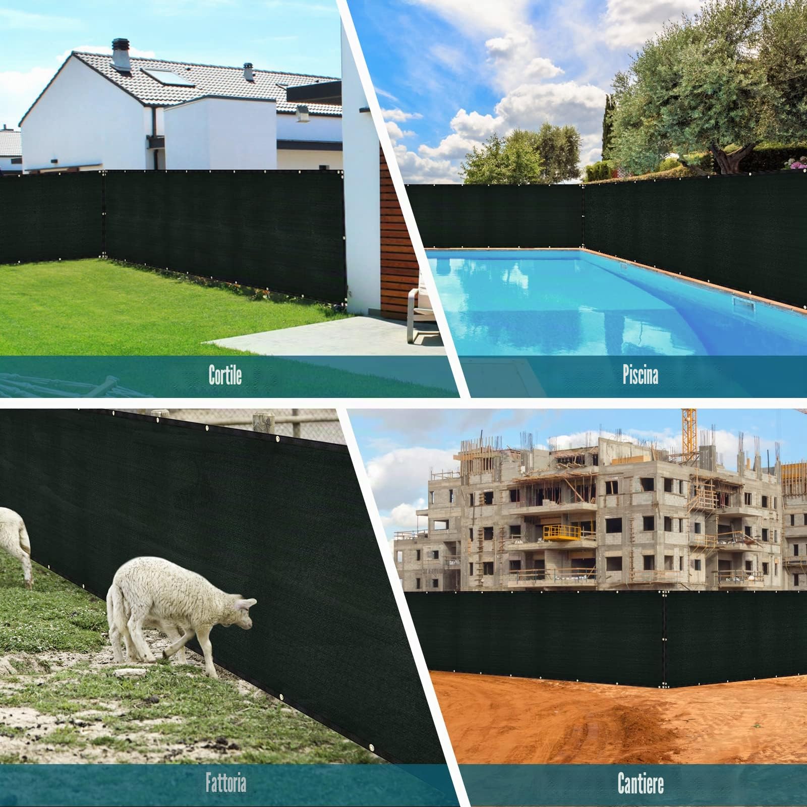 UIRWAY Telo Ombreggiante Sabbia 1,22m x 15,24m Rete Ombreggiante Occhiellato Protezione 90% Blocco Privacy Servizio Pesante HDPE 170g/m² Frangivista per Recinzione Giardino Terrazzo (Verde)