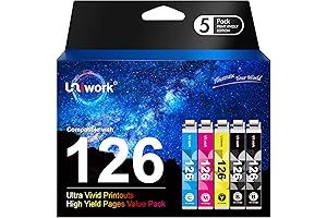 Remanufactured Epson 126 Ink Cartridges Replacement for Epson 126 T126 Workforce Printer 5 Pack