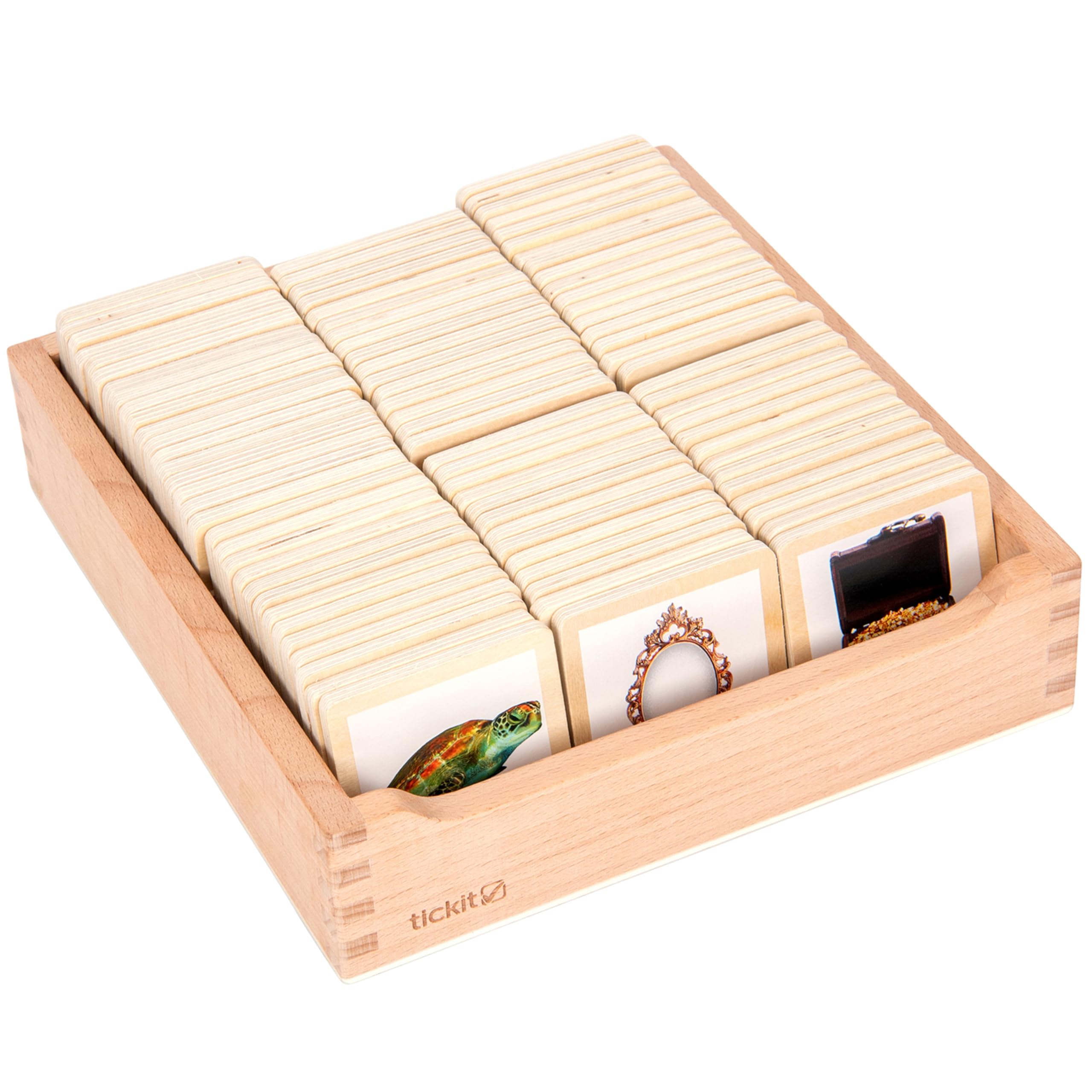 tickit Wooden Storytelling Tiles, Set of 90 Durable FSC Basswood Tiles Featuring Colour Photos of Animals, People, Places - Image 3