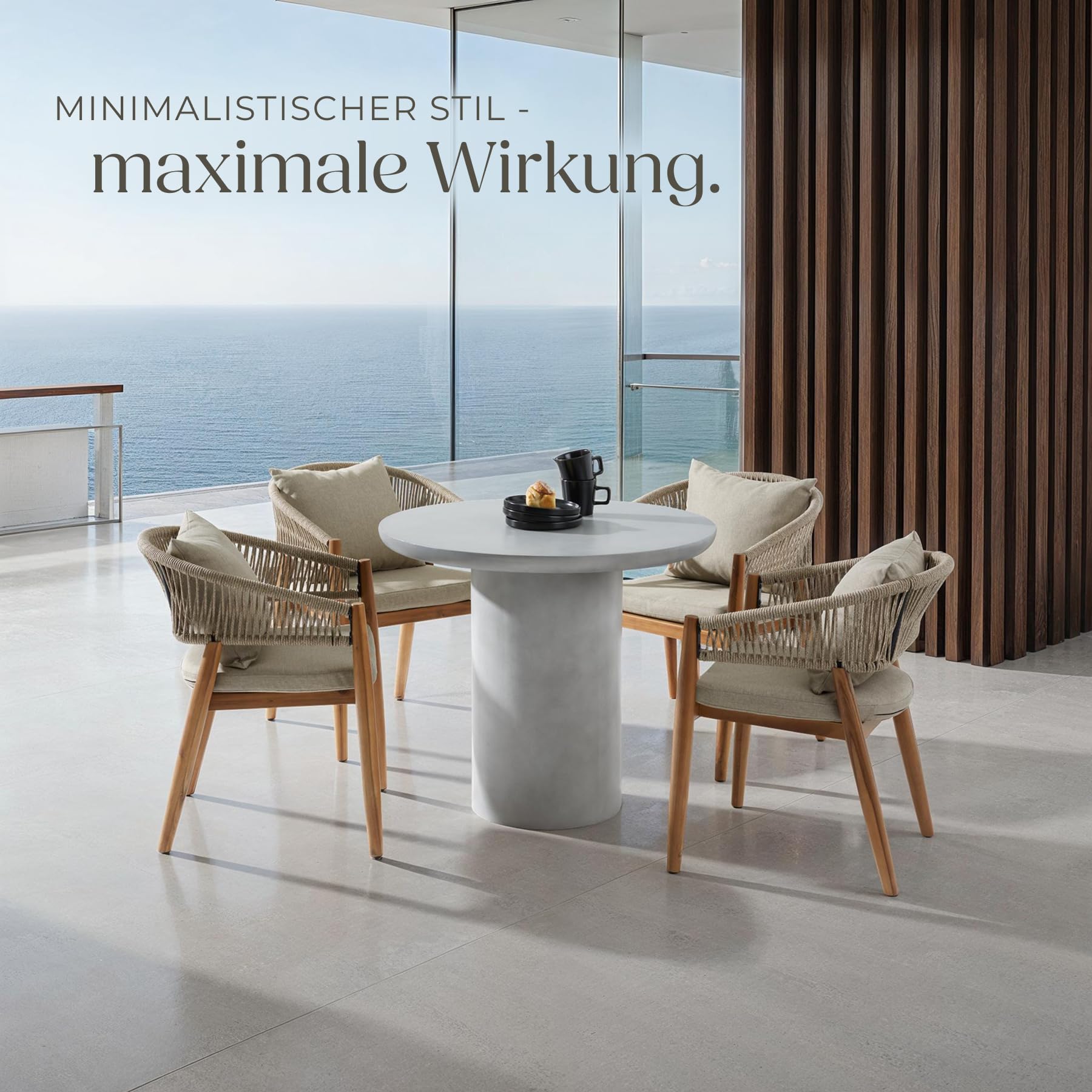 tectake® in- und Outdoor Beistelltisch, Tisch rund als Tisch Wohnzimmer, Indoor, Outdoor und Garten, runder Esstisch, Küchentisch, Gartentisch wetterfest, Balkontisch