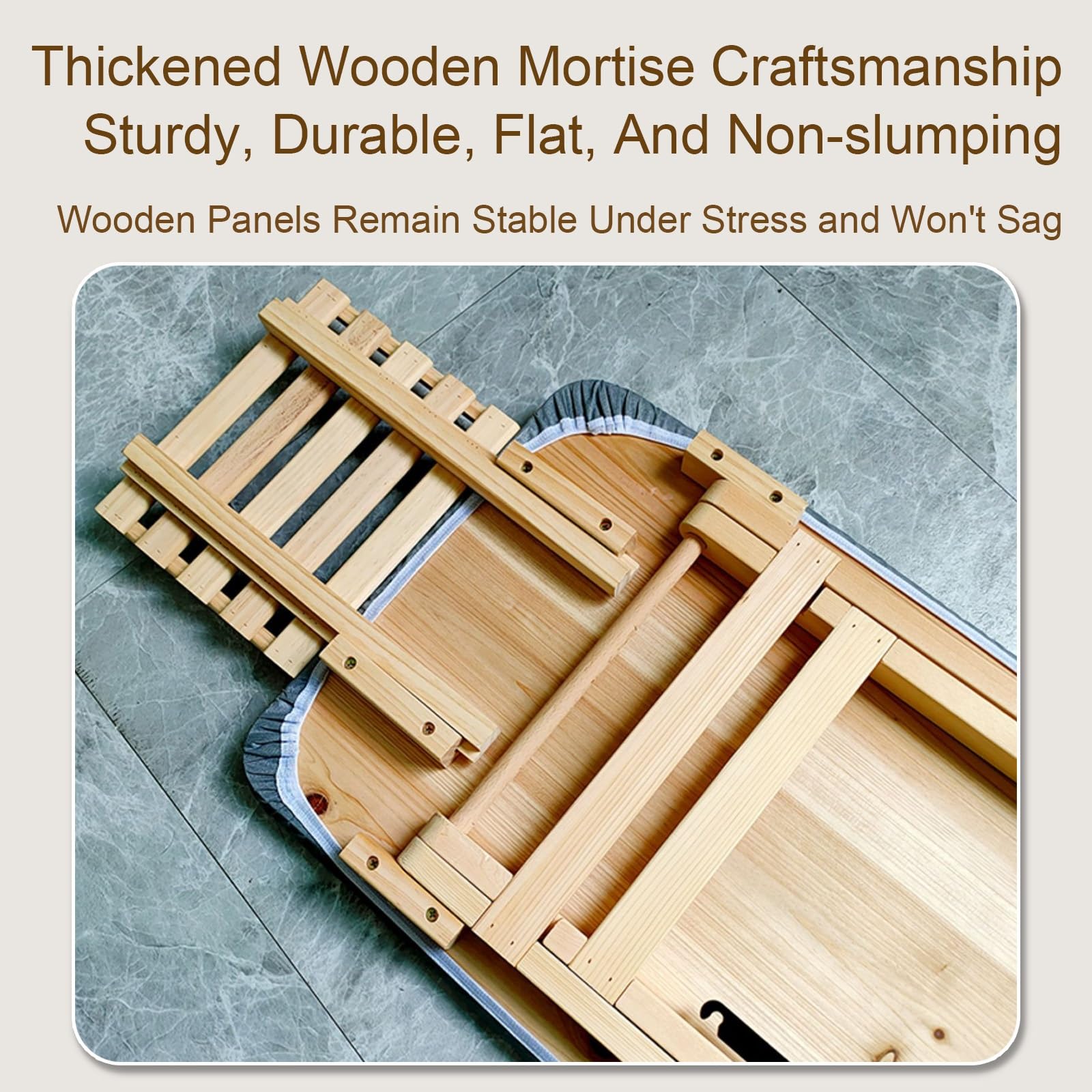 Tabla de Planchar Madera Resistente, Mesa Planchar Plegable con Soporte de Hierro para el Hogar y el Lavadero, Ajustable en 3 Alturas