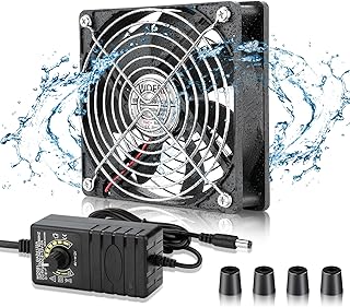 120mm x 25mm Small IP67 Waterproof Computer Cooling Fan with AC 110V 120V 220V 240V Speed Controller for Biltong Box Terrarium Mushroom Growing Cabinet Ventilation Exhaust