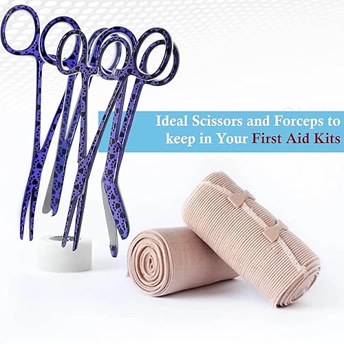 Miniatura 2 de Juego de 4 tijeras de vendaje de grado prémium de 5.5 pulgadas, tijeras de puntada de 4.5 pulgadas y hemostato de 5.5 pulgadas, rectas y curvas,