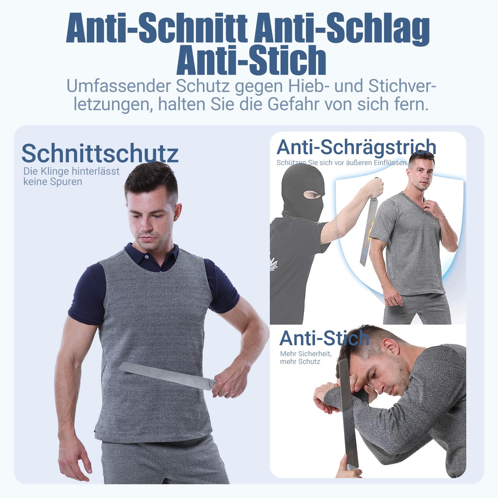 Schnittfeste Kleidung, Schnittschutzkleidung, Schnitt- und stichfeste Weste, Schutzkleidung der Stufe 5, Unisex-Erwachsene, leicht, für Polizei und Sicherheitskräfte