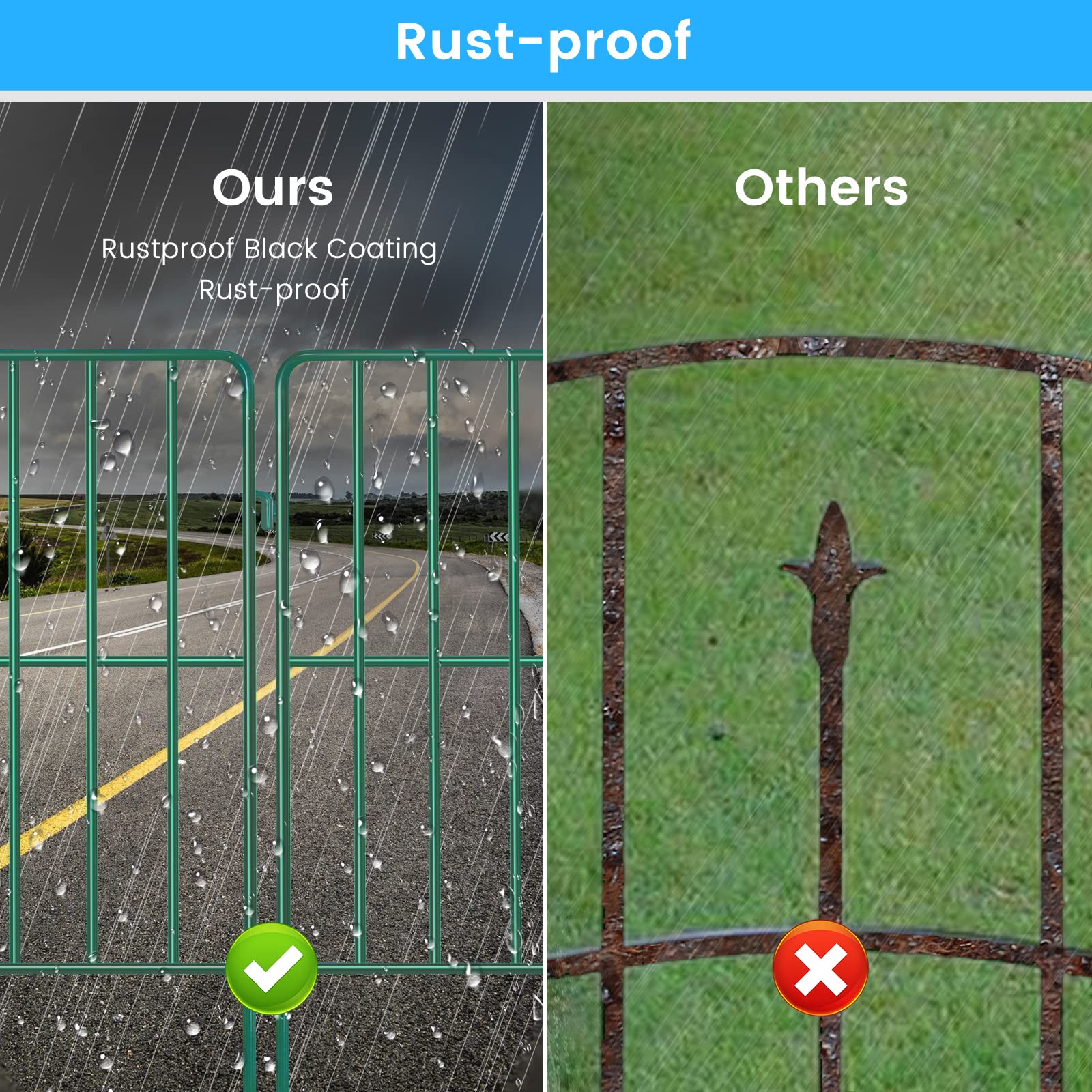 Decorative Garden Fence 24 Pack, 26 Ft (L) X 24 in (H) Green Square Rustproof Metal Fence, Animal Barrier Fence for Small Dog, Outdoor Flower Bed Landscape Decor for Yard Getlay