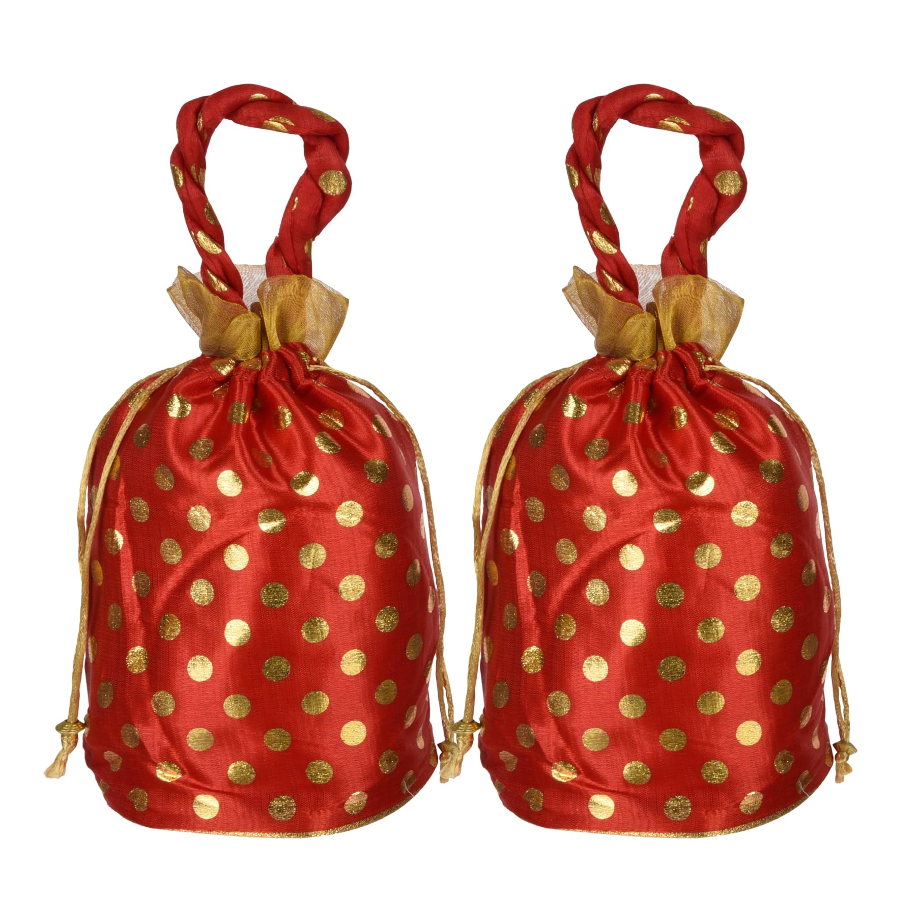Kuber Industries Potli|Round Wedding Potli|Silk Drawstring Potli|Wallet Potli with Handle|Christmas Gift Potli|Baby Shower Potli|Traditional Shagun Potli|Golden Dot-Potli|Pack of 2|Red (B0CPFKW6YS) Amazon Price History, Amazon Price Tracker