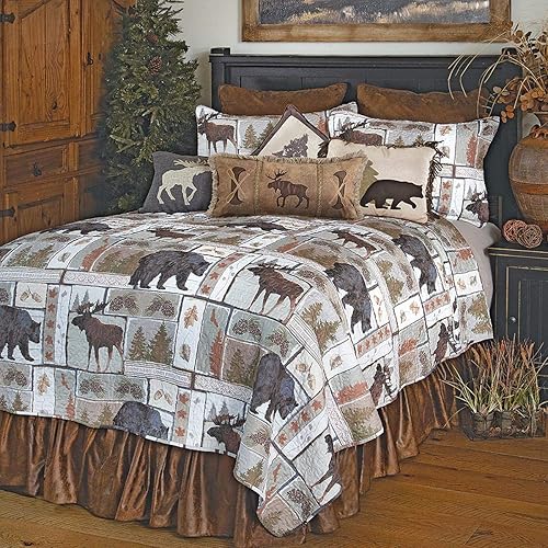 BLACK FOREST DECOR Bear & Moose Wilderness - Juego de cama tamaño Queen