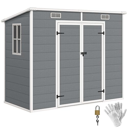 Outsunny 8' x 4' Outdoor Storage Shed, Plastic Shed with