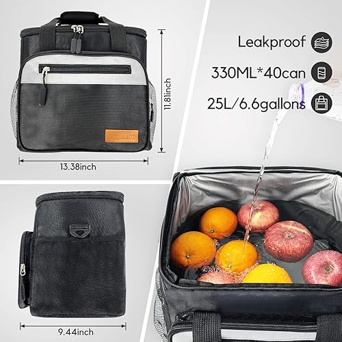 Miniatura 3 de Nukuaaot Bolsa térmica grande de 40 latas, hielera de hielo para hombres, hielera de lados suaves, aislada a prueba de fugas, enfriador de