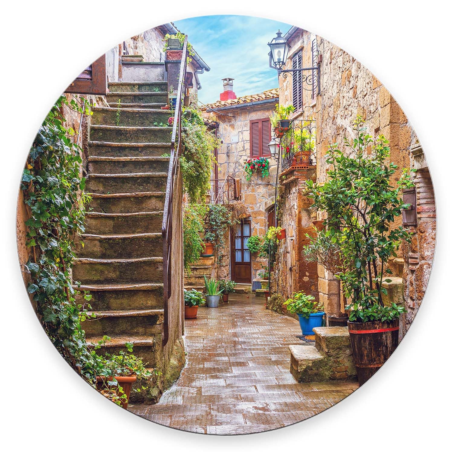 Mouse Pad, Italy Tuscan Mouse Pads with Design, Round Washable Cloth Personalized Mouse Mat, Gaming Office Home Non-Slip Rubber Base Computer Mousepad