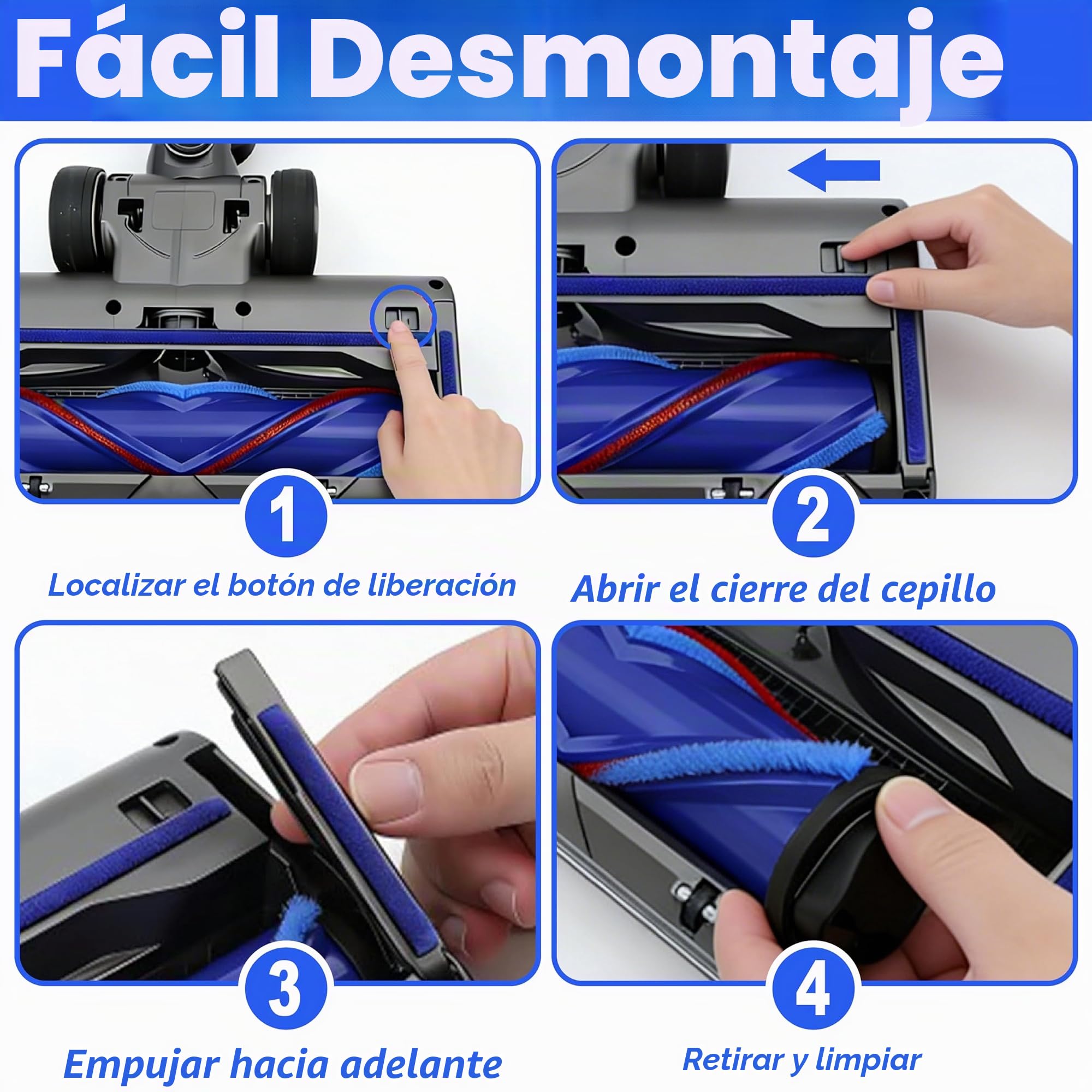 Cepillo de repuesto compatible con Dyson V11 V15 V10 V8 V7, cabezal de limpieza con detección de polvo, accesorio de aspirador para parquet, suelos duros y alfombras, limpieza eficaz