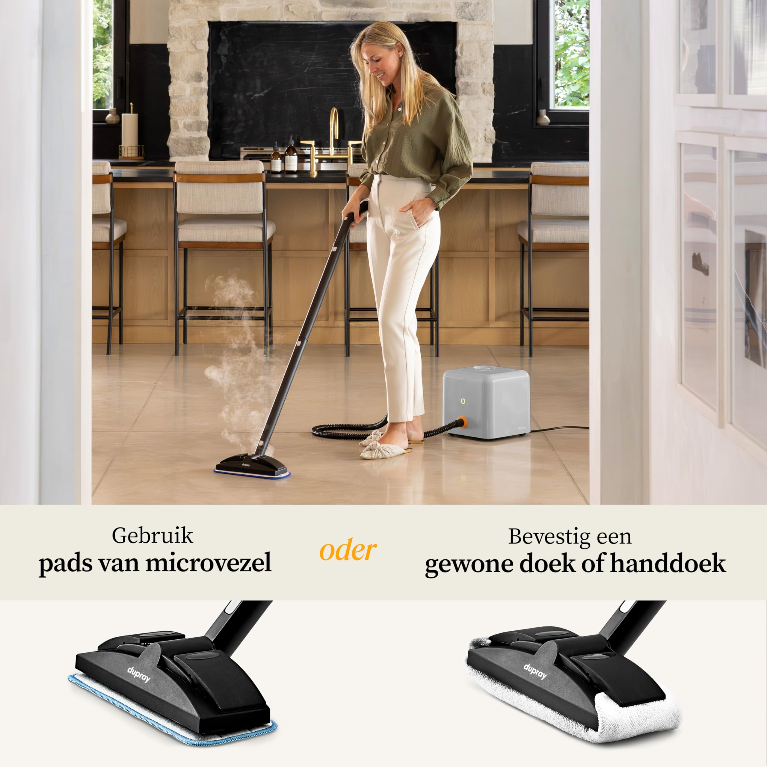 Dupray Neat Plus Dampfreiniger – Vielseitiger Hochleistungs-Dampfreiniger für Zuhause: Böden, Möbel, Autos und mehr (EU-Stecker, Neat Plus + 17 Zubehörteile)