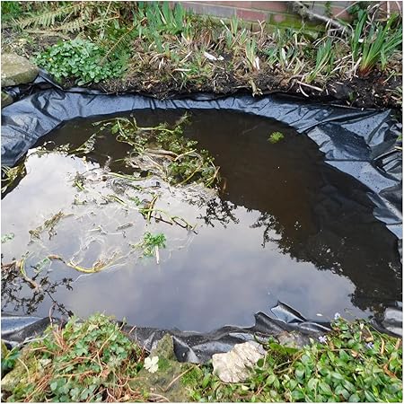 Image HWhome Dedicated Waterproof Black Fish Pond Liner, Fits for All Shapes & Sizes Gardens Pools Pond，HDPE Membrane Reinforced Landscaping Durable Fish Pond Liner (Size:26x33ft/8x10m,Color:0.2mm)