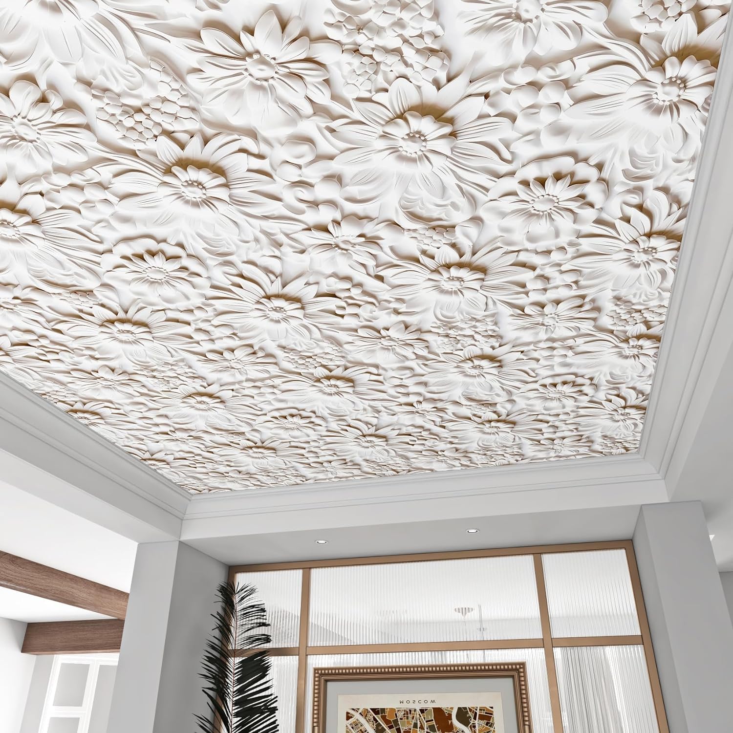 FunStick 44.5CM×9M Papel Pintado Flores Blanco Margarita Papel Pintado Pared 3D Salon Vinilos Adhesivos Flores Beige Papel Adhesivo Para Muebles Baño Floral Papel Autoadhesivo Pared Habitacion 3D