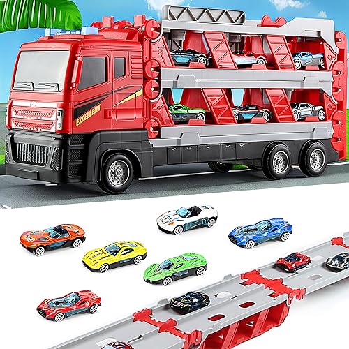 SIBOYL Juguetes para niños y niñas de 4, 5, 6, 7, 8 años, camiones de transporte, automóvil, juguetes de Navidad, regalo de cumpleaños, juegos de