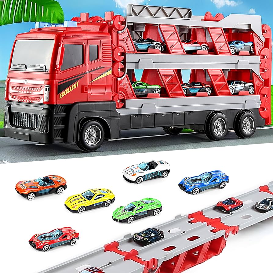 【希少】Mack Friction Motor Hauler ミニカーセット Disney Mack Friction Motor Hauler Truck Plus Six Pullback