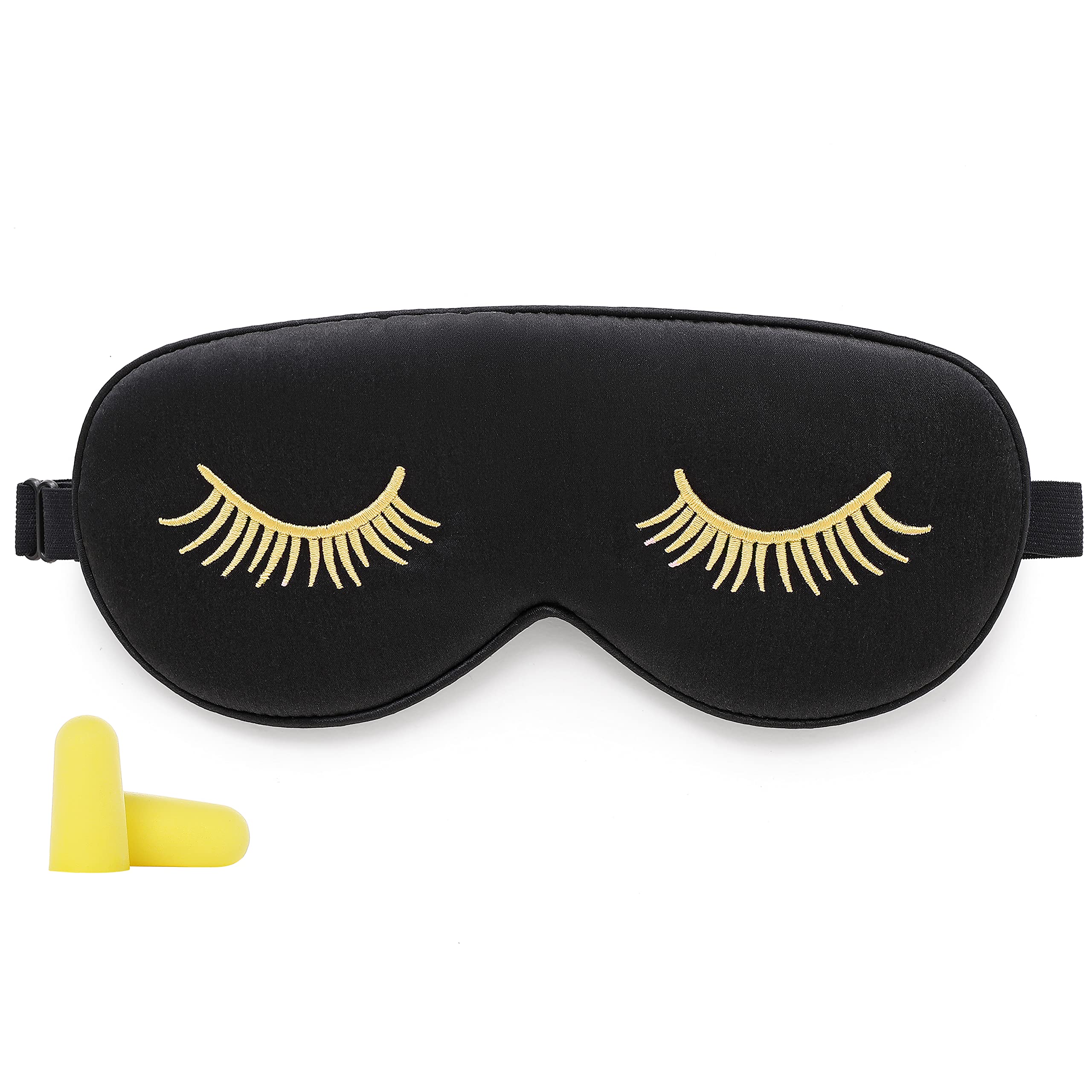 Coucoland 100% Mulberry Silk Funny Sleeping Eye Mask Cover Blindfold for Sleep Adjustable Head Straps with Two Ear Plugs