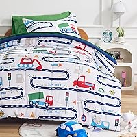 Vista 21 de SLEEP ZONE Juego de edredón de 5 piezas para niños, tamaño individual, súper lindo y suave, ropa de cama para niños en una bolsa, juego de 5 piezas