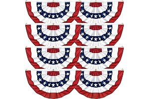 Pack of 8 Pleated Bunting Fan Flags for 4th of July Decoration