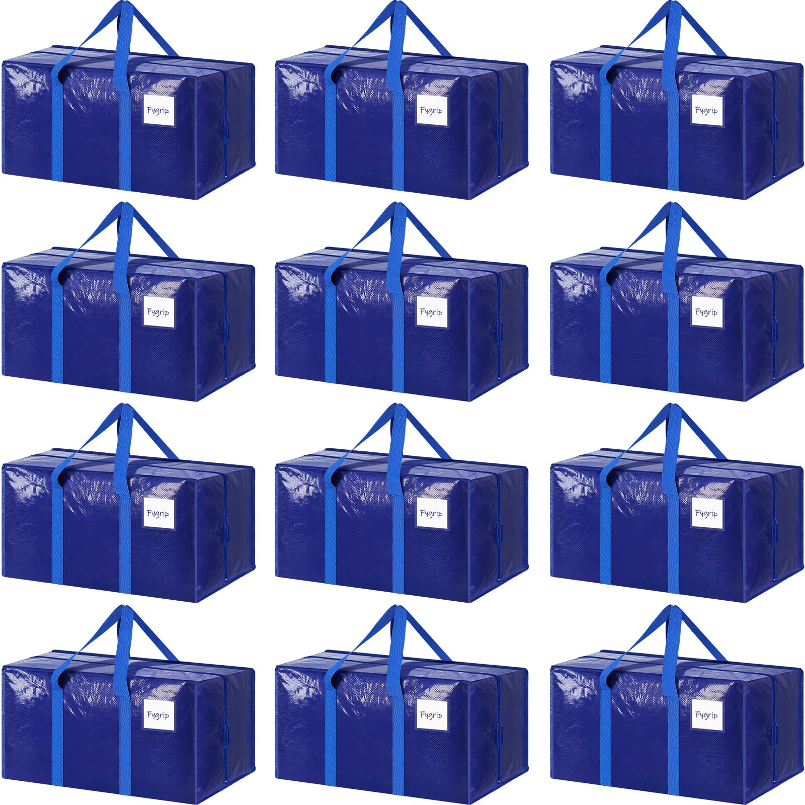 12 Pack Extra Heavy Duty Large Moving Bags with Strong Zipper, Blue