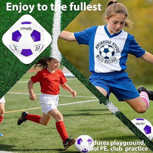 Miniatura 6 de Size 2, 5 Soccer Ball with Pump Needle-Training Recreation Soccer Ball Size 2, 5 Thicker PU Tight Weaved Mini Soccer Ball for Teen Boy Girl Blanco