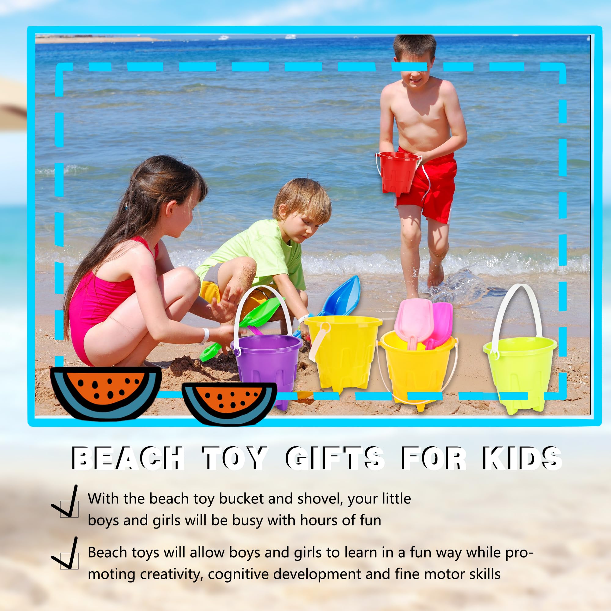 Lot de 60 seaux et pelles de plage - 30 mini seaux en plastique - 30 pelles à sable - Seau à sable en vrac pour l'été, la plage, la piscine, les fêtes