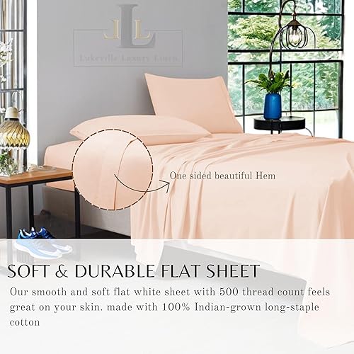 Miniatura 4 de Lukeville Luxury Linen Sábanas tamaño individual XL, juego de sábanas de 100% algodón más suave, 4 piezas, ropa de cama de satén de 500 hilos,