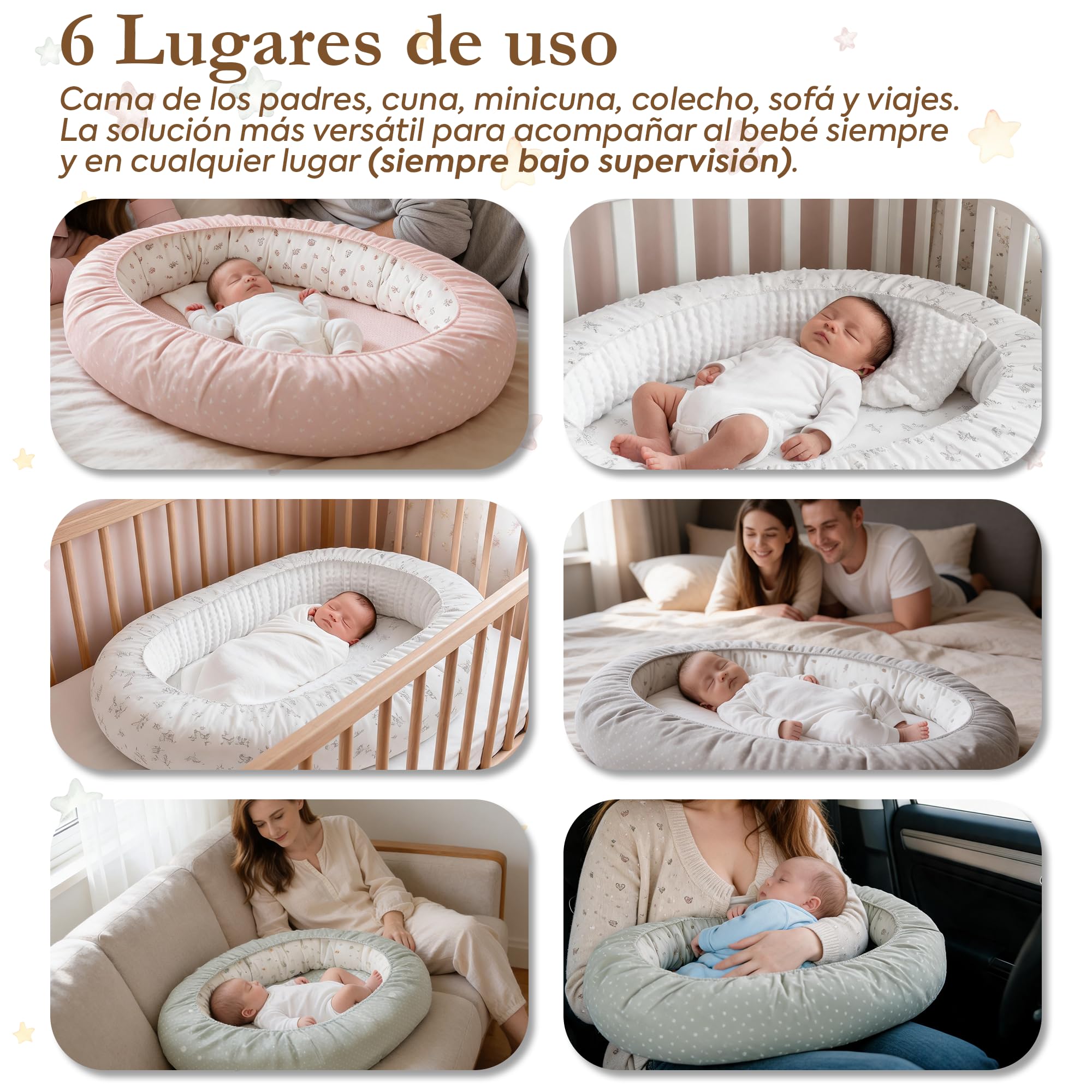Cambrass - Cuna Nido portatil para bebé - Reductor para Cuna, Ideal para recién Nacido - Plumeti 55x90x15 cm Rosa