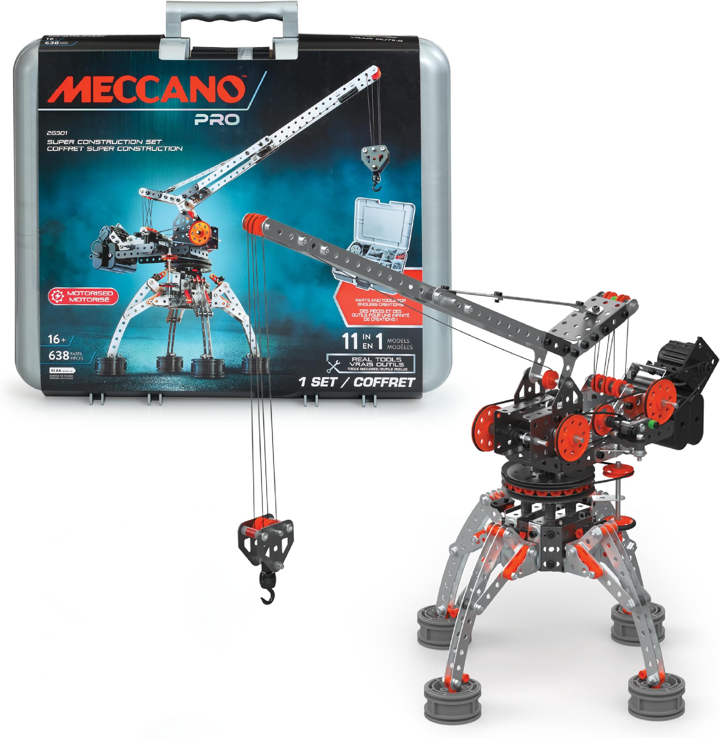 Erector Super Construction 25-in-1 Motorized Building Set, Steam Education Toy, 638 Parts, for Ages 10+