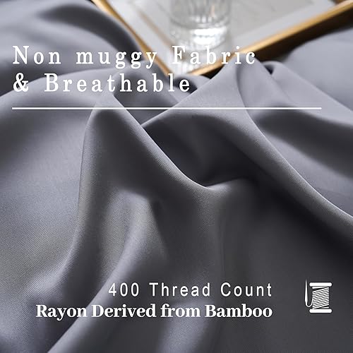 Miniatura 4 de Funda de edredón 100% fresca, tamaño Queen, rayón derivado de bambú, funda de edredón refrescante para personas que duermen con calor, absorbe la