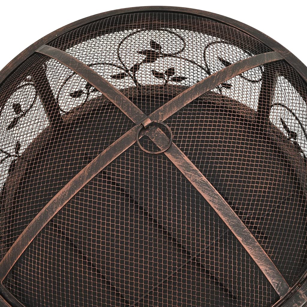 vidaXL Brasero Rústico con Atizador Jardín Patio Terraza Balcón Exterior Cuenco Chimenea Fogata Hornillo Calentador Calefactor Acero XXL 67,5 cm