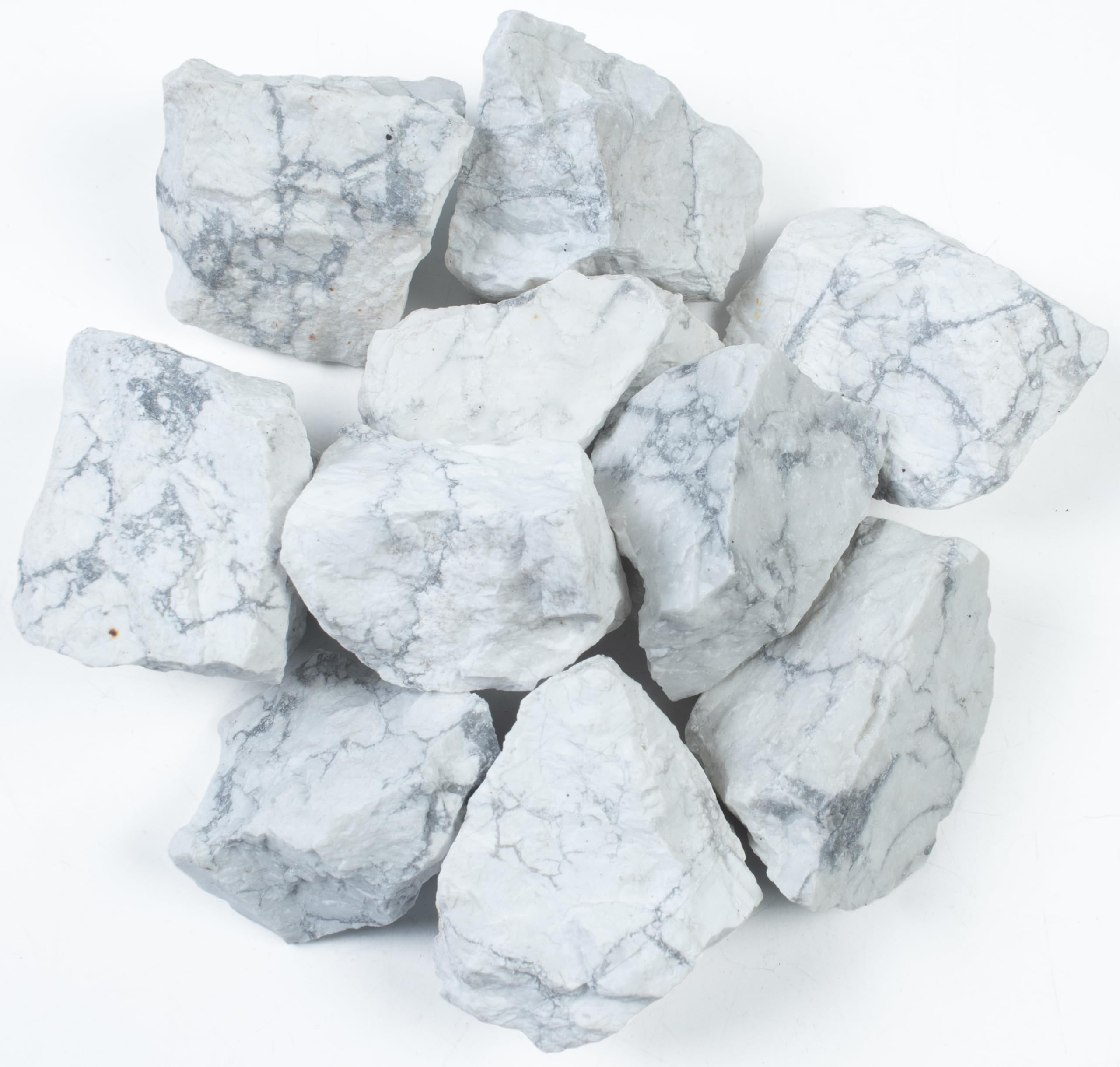 Crocon 1LB Howlite Rough Stones and Crystals Bulk - Raw Gemstone for Tumbling Cabbing Polishing Gem Mining Chakra Balancing Reiki and Crystal Healing - Good Luck Fountain Rocks Home Office Décor