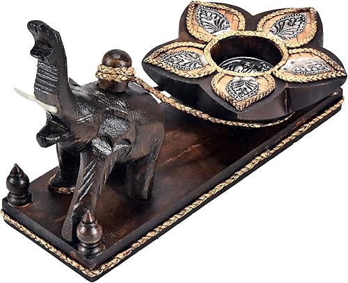 Miniatura 3 de Sostenedor de vela de elefante tallado a mano enérgico para remolcar una flor, decoración de boda, vela decorativa para centro de mesa