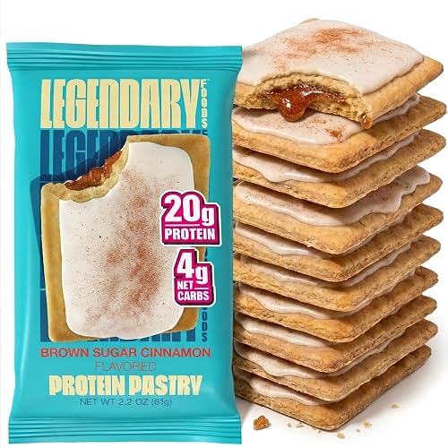 Legendary Foods 20 gr Protein Pastry | Low Carb Tasty Protein Bar Alternative | Keto Friendly | No Sugar Added | High Protein Snacks | On-The-Go Breakfast | Gluten Free Keto Food - Brown Sugar Cinnamon (10-Pack) - Brown Sugar Cinnamon - 10 count (Pack of 1)