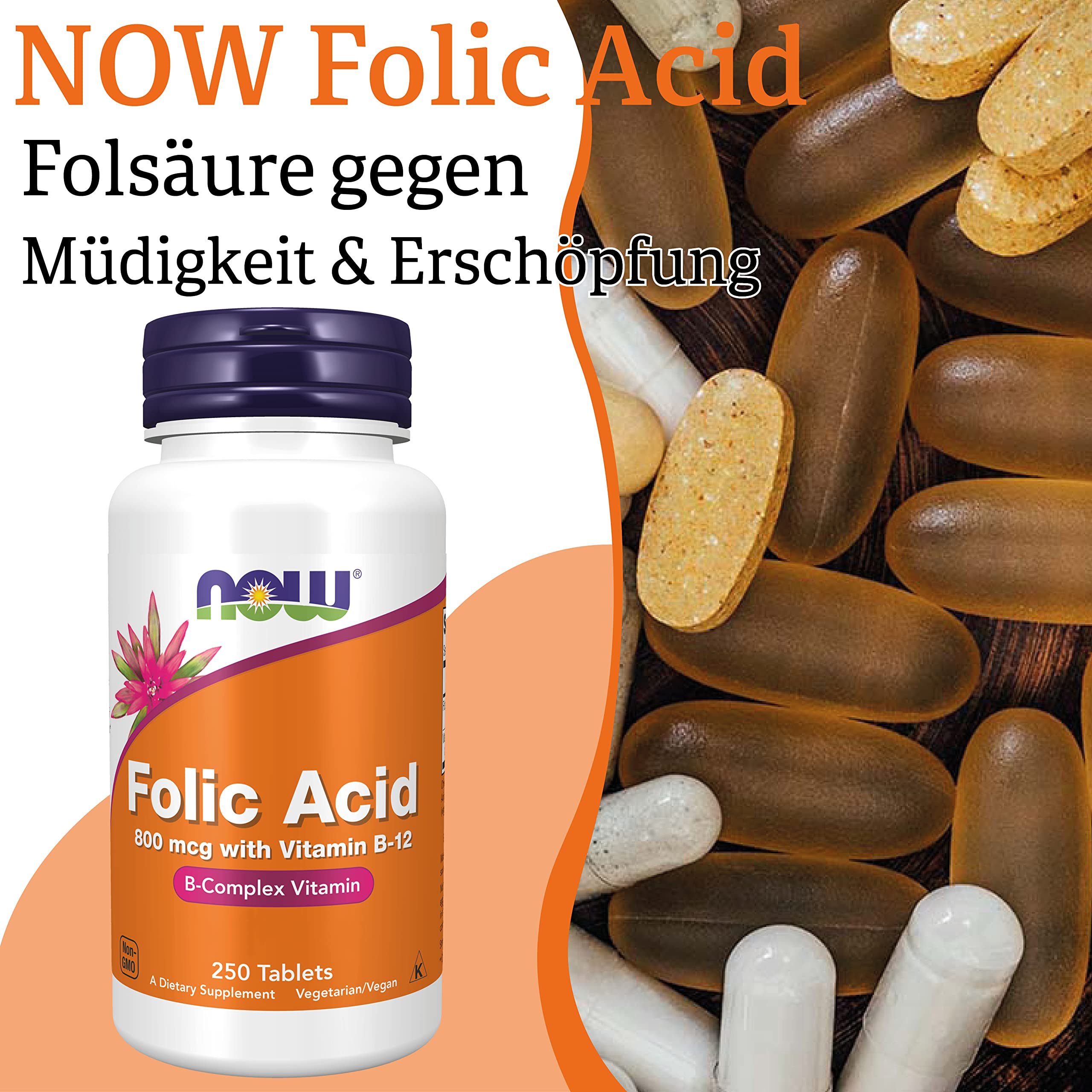 Now Foods Pantothensäure (Vitamin B5) – 500 Mg, 250 Vegane Kapseln, Hochdosiert & Laborgeprüft