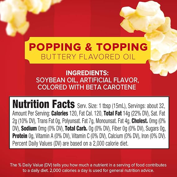 Orville Redenbacher's Popcorn Oil, Butter Flavor, Movie Night Supplies, 16 fl oz. (Pack of 6)