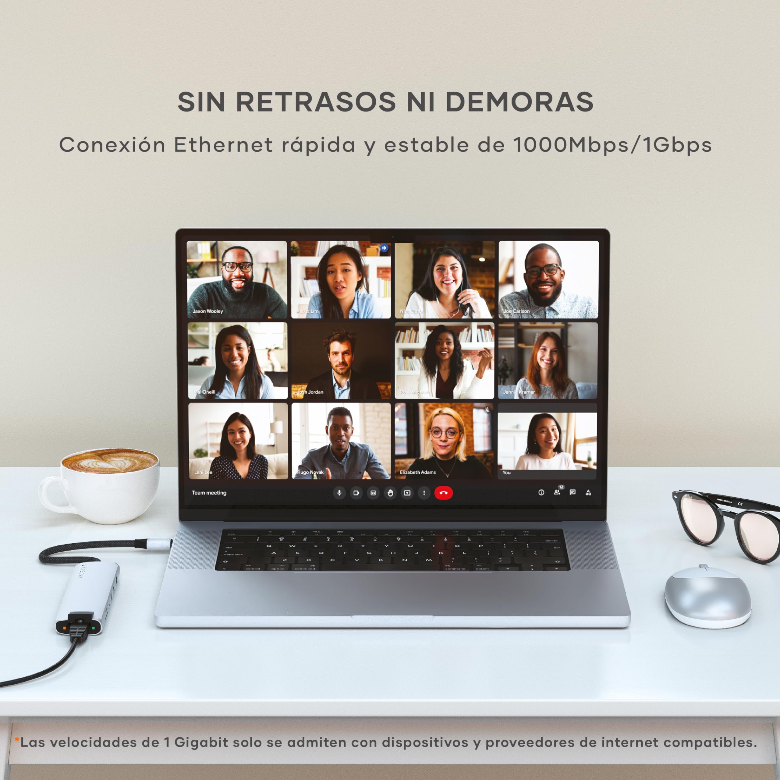 SATECHI 7 en 1 Hub USB C Slim Plus Adaptador Multipuerto con Ethernet, Carga PD 100W, HDMI 4K@60Hz, 2X Puertos USB-A 10Gbps y SD/microSD para MacBook Air/Pro/Neo, PC Portatil y más – Plata