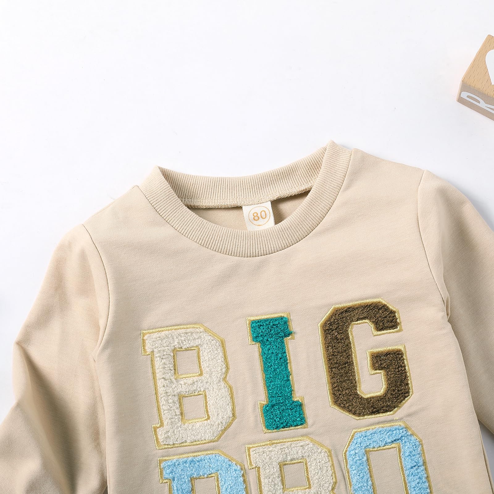 Ayalinggo Toddler Baby Boy Girl Matching Clothes Big Sis Bro Crewneck Sweatshirt Oversized Sweater Outfits (US, Age, 4 Years, 5 Years, Beige Big Bro)