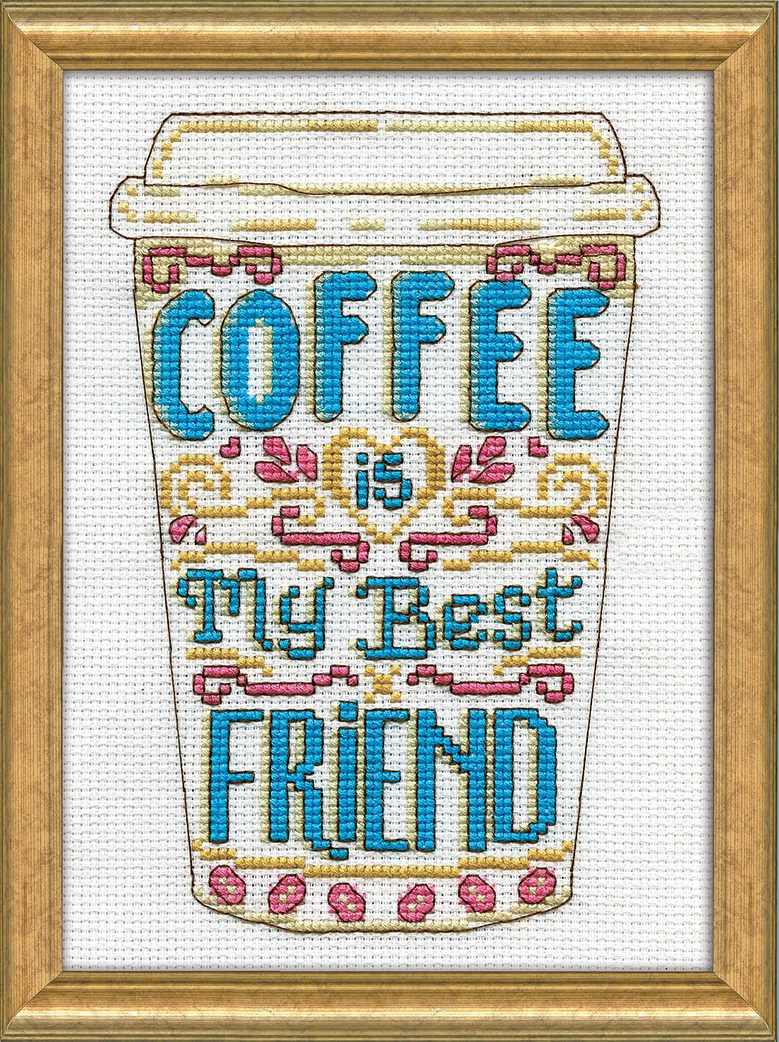Kit Point De Croix Compté Dream Pattern 'Coffee Collage' – Tableau Café, Neuf