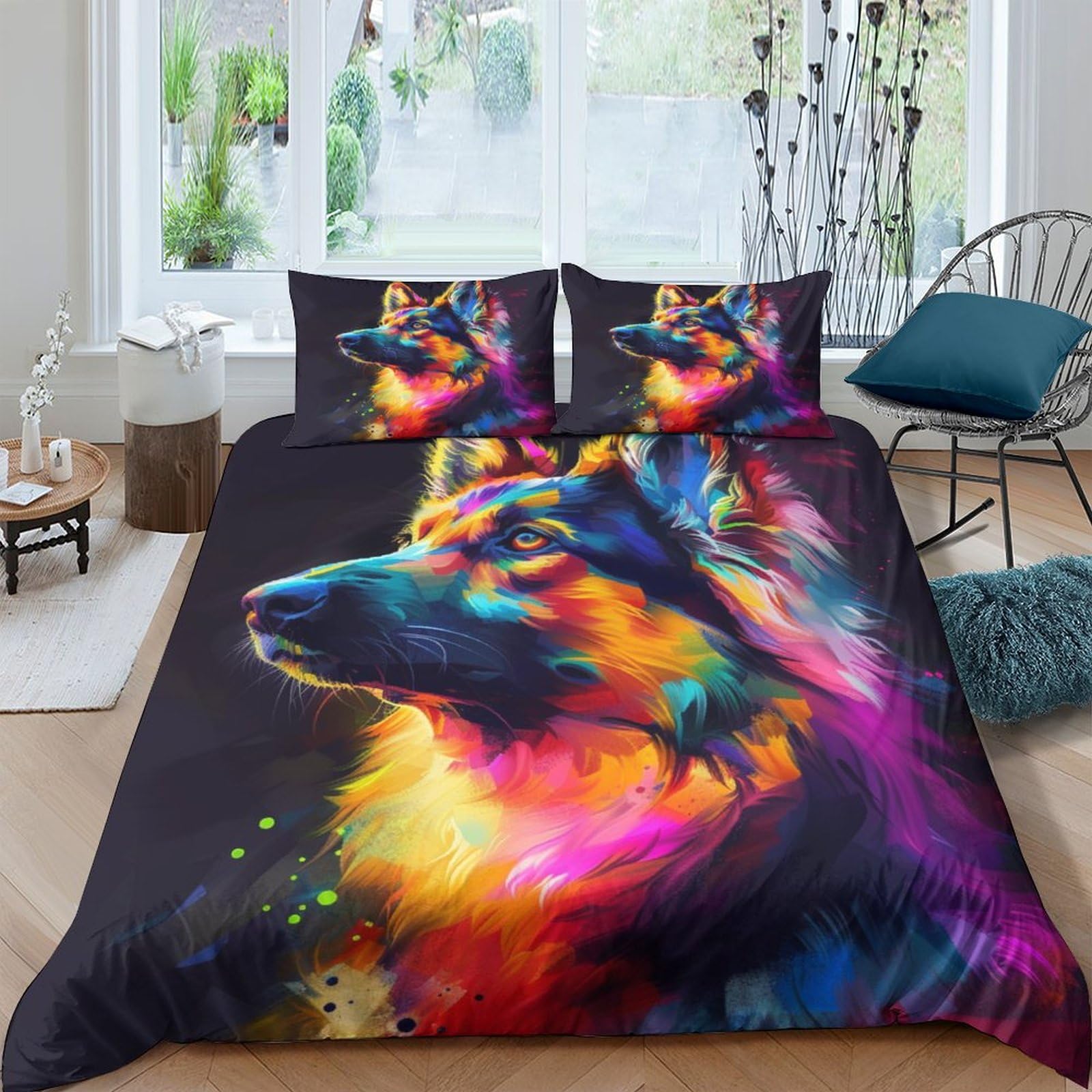 Parure de lit loup 3D 200x200cm pour transformer une chambre ado avec style