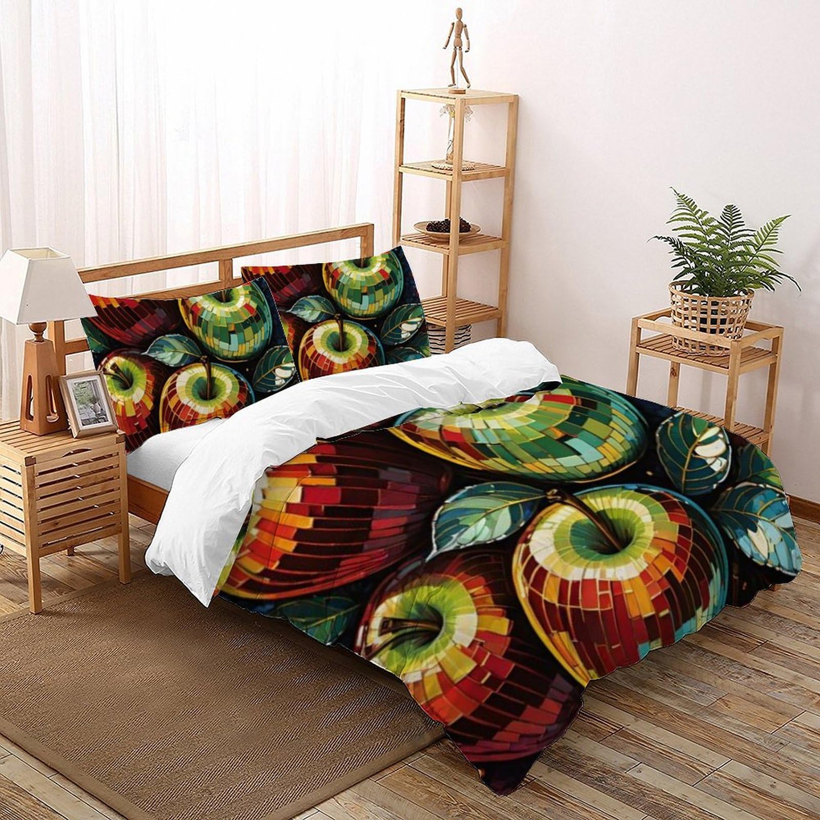 Housse de couette king en microfibre pour chambre de fille décor de fruits créatif