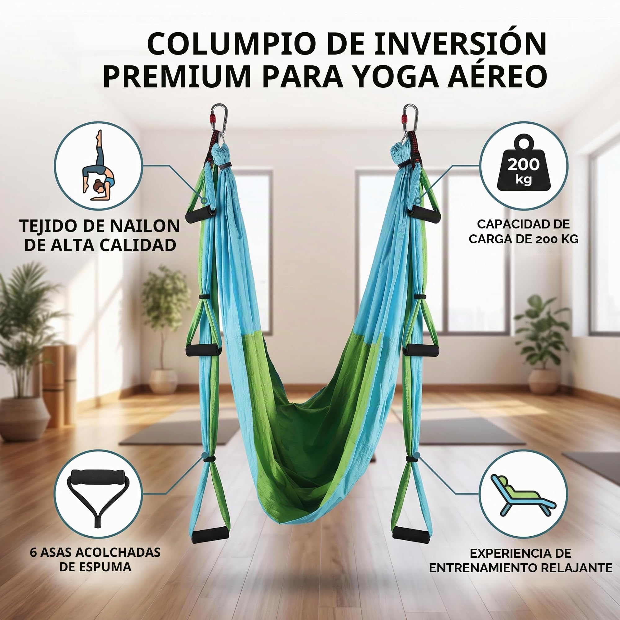 Ausla Hamaca de Yoga Aérea Antigravedad, Material de Telas, Eslinga de Yoga Aérea Hamaca de Yoga Antigravedad Columpio y Hamaca de Yoga, Columpio de Yoga