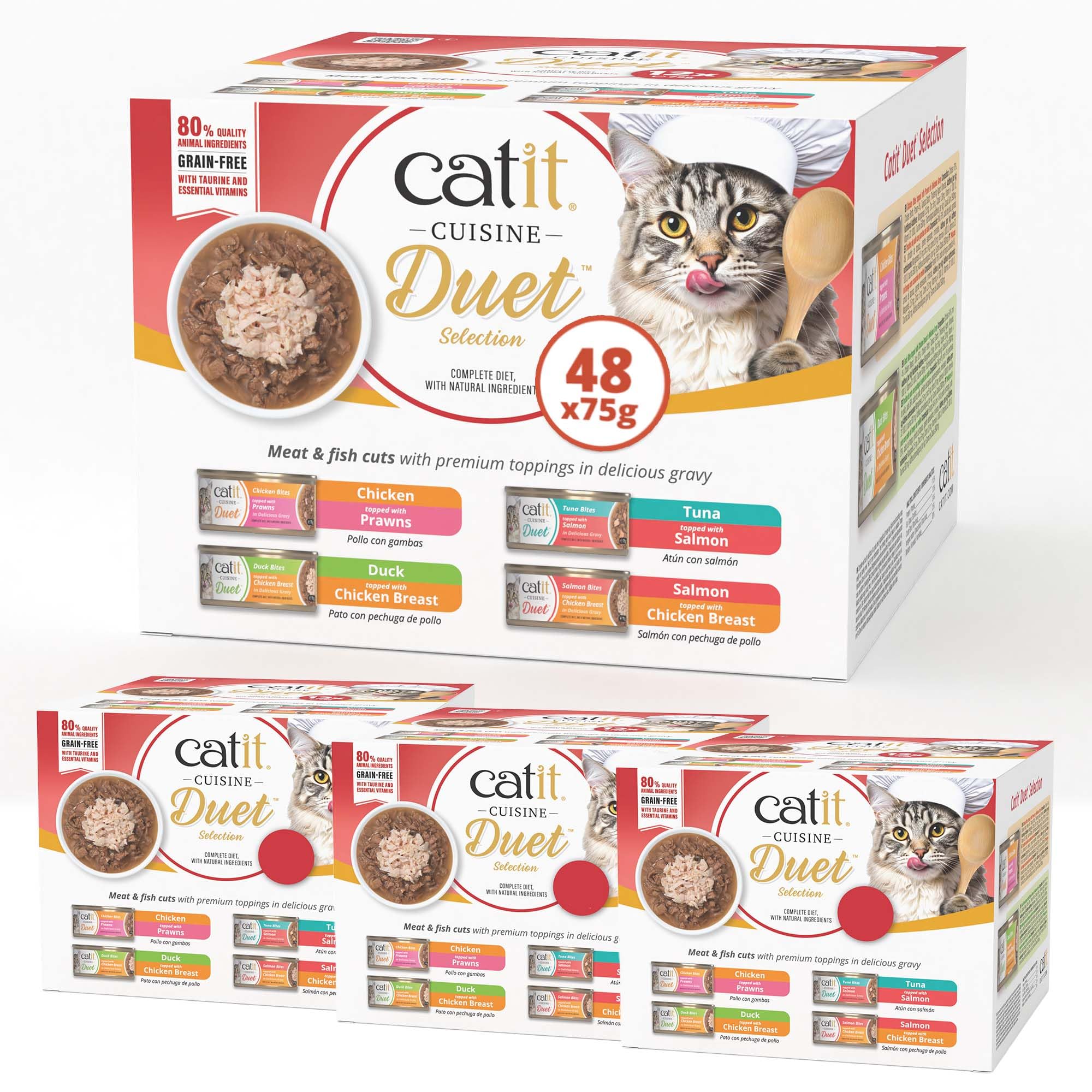 Catit Cusine Duet Variety Pack, Wet Cat Food for Adult Cats 4x12pk