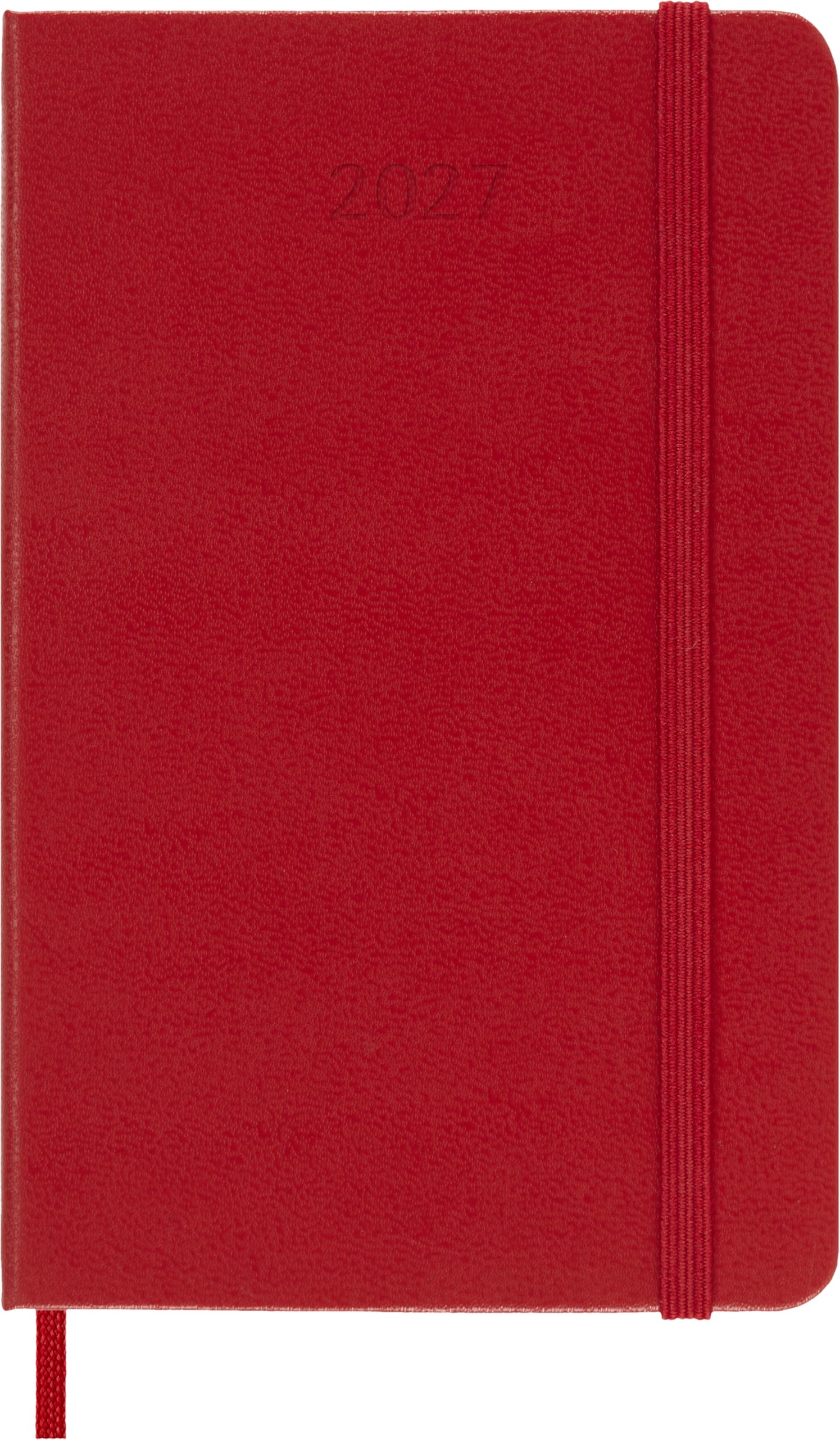 Moleskine Daily Planner 2027, Hard Cover 12 Month Diary with Elastic Closure, Pocket Size 9x14 Cm, Scarlet Red
