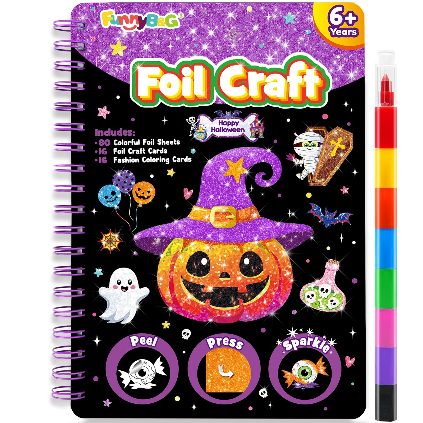 FUNNYB&amp;G Foil Art Craft Kit for Kids, Halloween Crafts Gift Toy for Kids