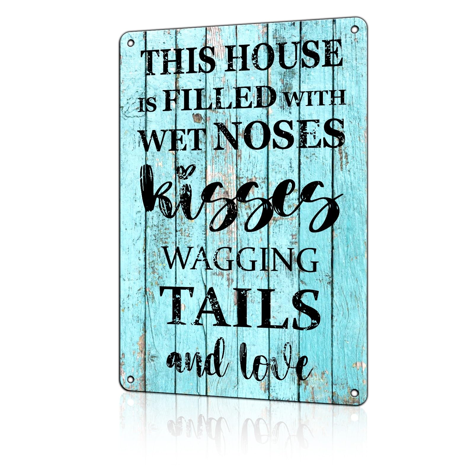 Anceky Funny Wall Decor This House Is Filled With Kisses Wagging Tails Wet Noses Vintage Metal Signs Tin Sign for Home Outdoor Wall Decor 12×16 Inch