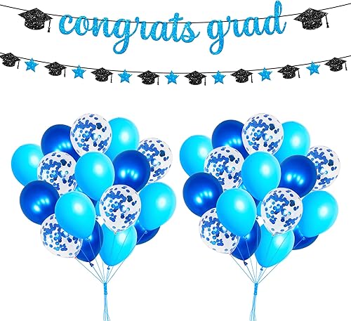 Miniatura 10 de KatchOn, Cartel de felicitación de graduación con purpurina negra, 10 pies, sin bricolaje, pancarta de graduación con guirnalda de casquillo, para