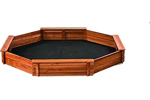 Octagon Wooden Sandbox with Seats and Cover