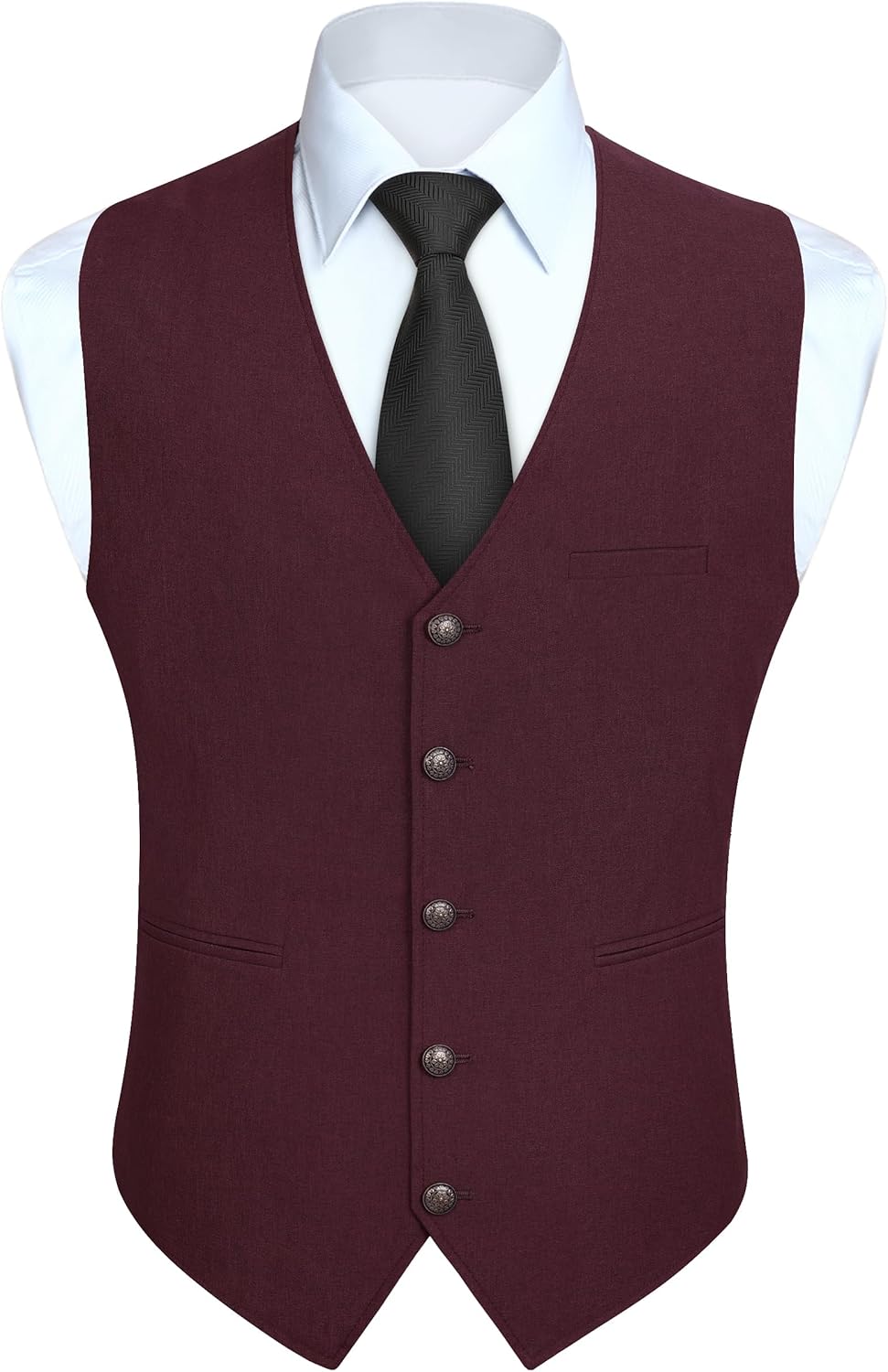 HISDERN 315 Men's Suit Vest Vintage Tuxedo Vests for Men Business Formal Dress Suit Prom Waistcoat with 3 Pocket