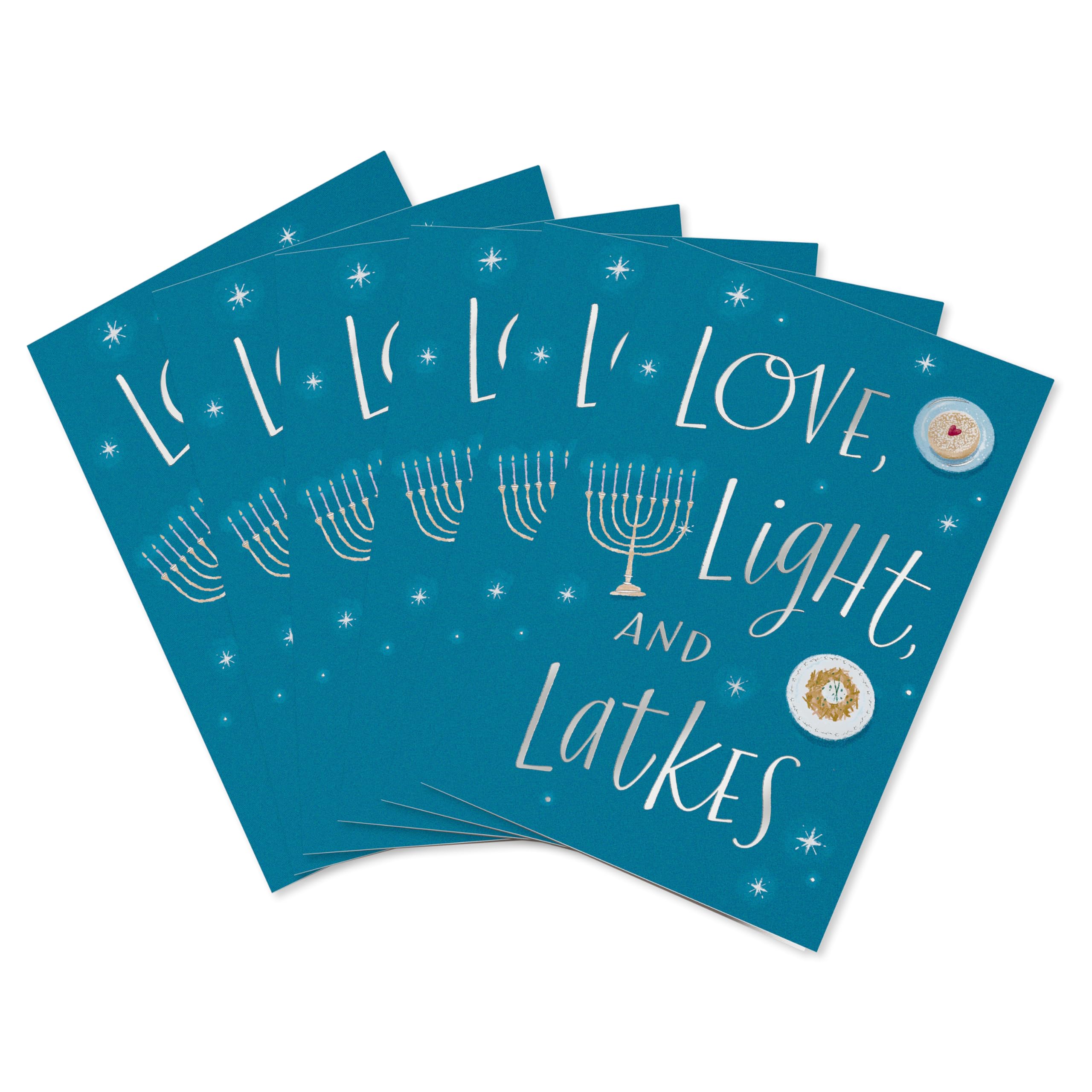 American Greetings Hanukkah Cards, Happy Hanukkah (6-Count), Lettering and Hanukkah Icons
